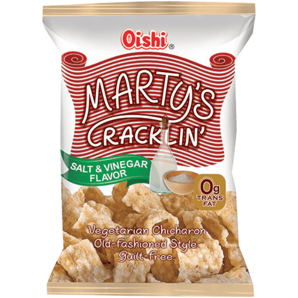 Oishi Marty's Cracklin' Salt & Vinegar Flavor Vegetarian Chicharon 90g