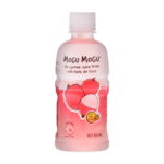A bottle of Mogu Mogu Lychee Drink 320ml, showcasing the refreshing drink with nata de coco bits