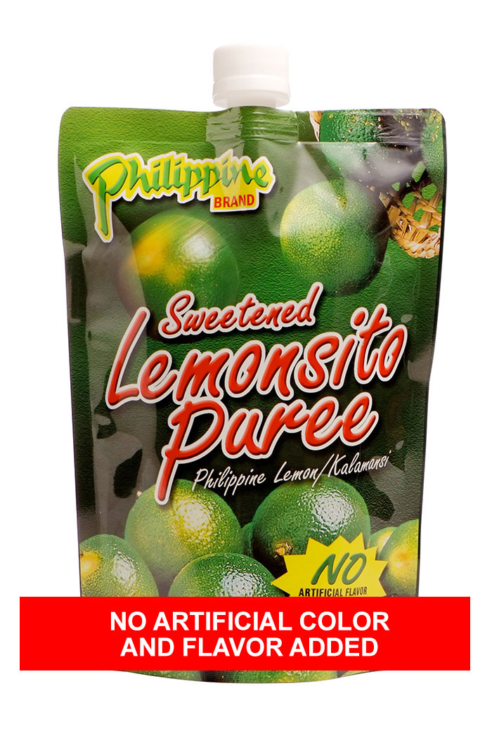A container of Philippine Lemonsito Puree 1kg, perfect for creating refreshing lemonade or other citrus-based beverages.
