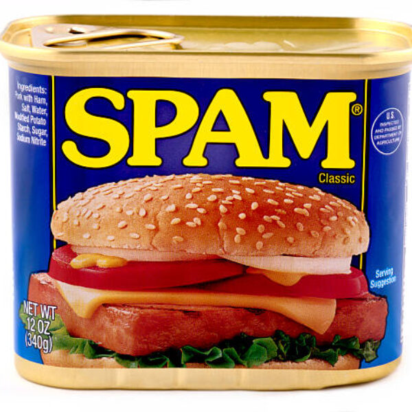 "Galloway, New Jersey, USA - April 14, 2011: A can of spam, isolated on a white background."