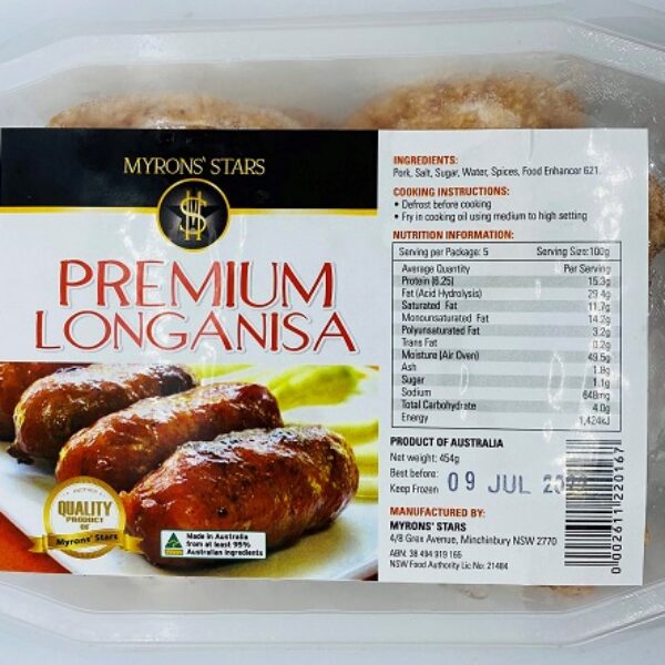 Myron's Premium Pork Longanisa.